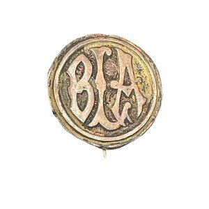 Vintage Monogrammed BLA Incised Round Brooch Pin Love Token Metal